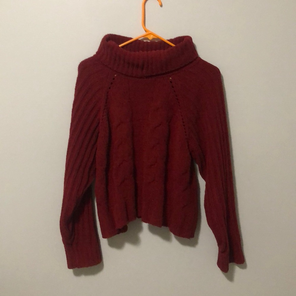 Brick Red Cable Knit Sweater